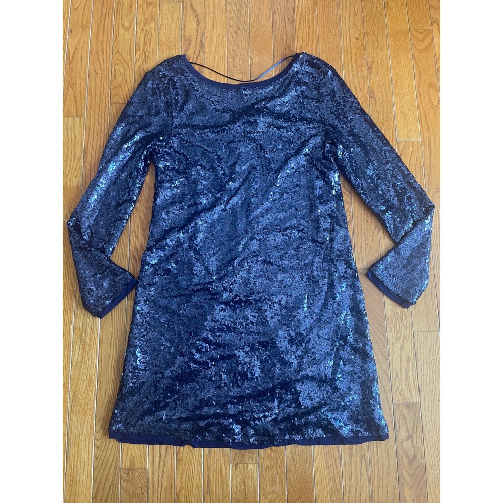 Cupio‎ Dress Womens 14 Navy sequins Nylon Shimmer Night Party Lined Casual NWT